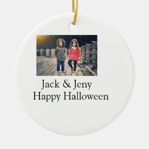 add name photo text Halloween kids girl boy Ceramic Tree Decoration