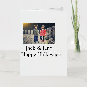 add name photo text Halloween kids girl boy Foil Holiday Card