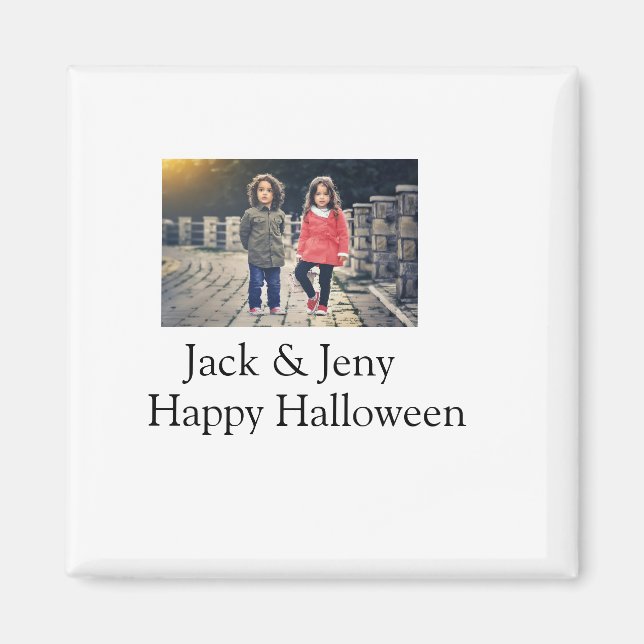 add name photo text Halloween kids girl boy Magnet (Front)