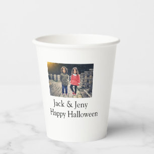 add name photo text Halloween kids girl boy Paper Cups