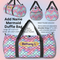 Add Name, Pink Aqua Mermaid Scales with Stars