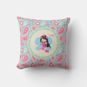 Add name Pretty Fairy pink  paisley child's room Cushion