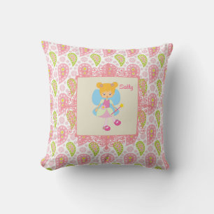 Add name Pretty Fairy pink paisley child's room Cushion