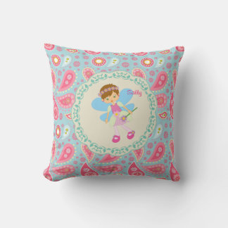 Add name Pretty Fairy pink  paisley child's room Cushion