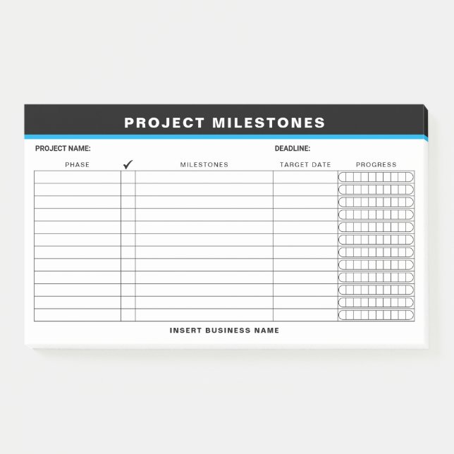 Add Name Project Milestones Tracker Sticky Notes (Front)