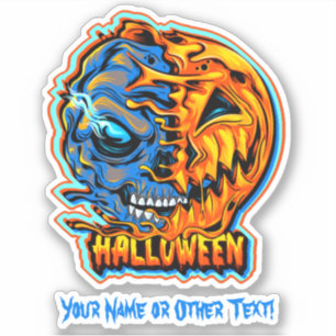 Add Name Pumpkin Head & Skull Halloween