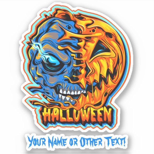 Add Name Pumpkin Head & Skull Halloween (Front)
