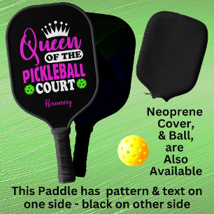 Add Name Queen of Pickleball Court Purple Green Paddle