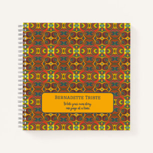 Add Name Red Yellow Orange Owl Inspired Pattern Notebook