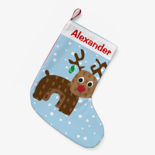 Add Name Reindeer Small Christmas Stocking