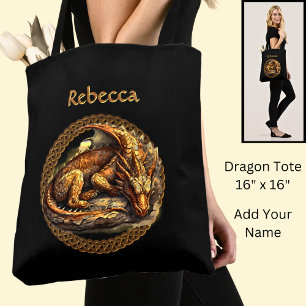 Add Name Resting Brown Dragon Tote Bag