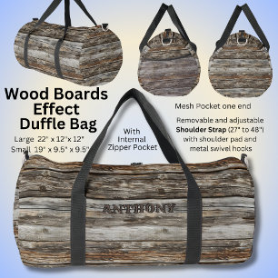 Add Name, Rustic Wood  Duffle Bag