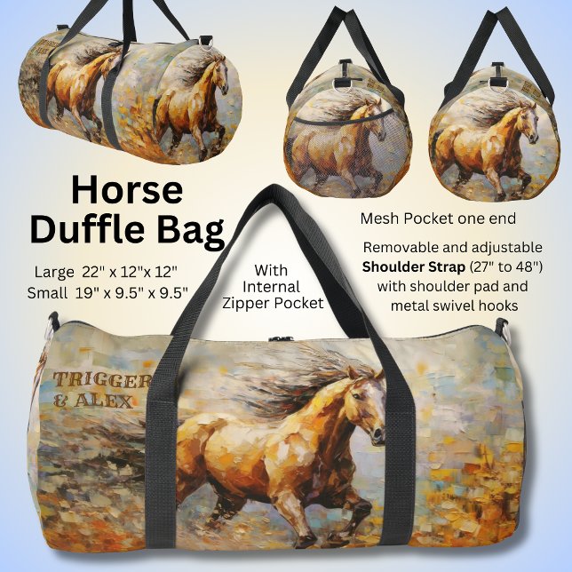 Add Name(s), Dramatic Brown Horse Painting Duffle Bag (Creator Uploaded)