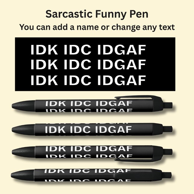 Add Name, Sarcastic Message, etc white on black Ink Pen (Creator Uploaded)