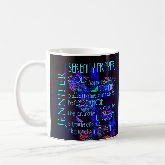 Add Name Serenity Prayer in Blue Coffee Mug (Left)