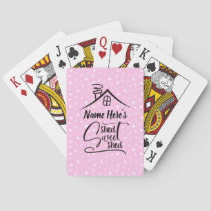 Add Name Shed Sweet Shed Pink White Floral Playing Cards