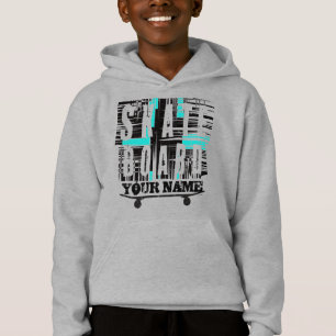 Add Name Skateboard Text Distressed  Hoodie