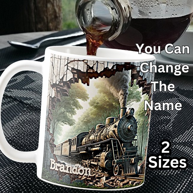 Add Name, Steam Train Breaking Out of Mug (Creator Uploaded)