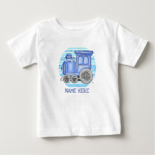 Add Name Steam Train Engine Baby Bodysuit
