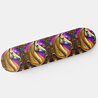 Add Name, Steampunk Golden Horse Skateboard