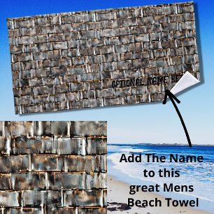 Add Name, Steel Metal Grungy Wall Panels Beach Towel