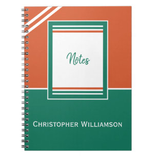 Add name stripes orange and green notebook