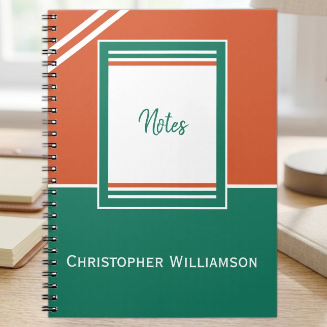 Add name stripes orange and green notebook (Creator Uploaded)