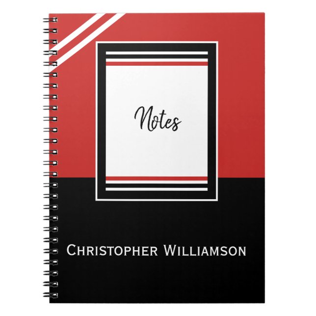 Add name stripes red and black notebook (Front)