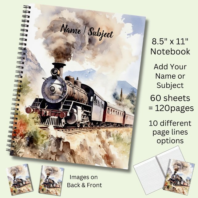 Add Name / Subject Brown Steam Train  Notebook (Creator Uploaded)