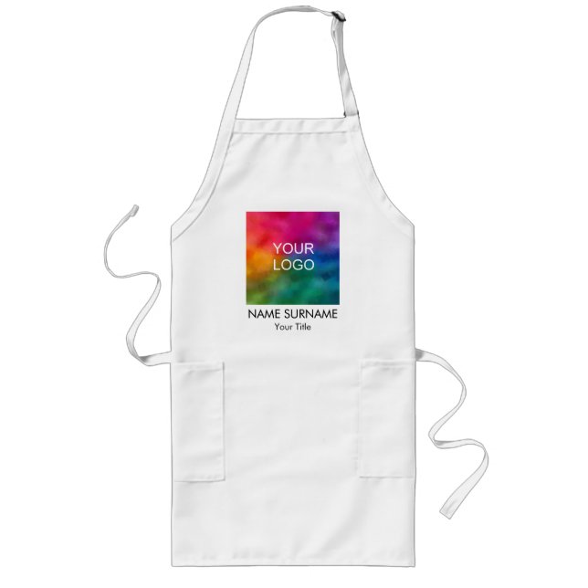 Add Name Surname Business Company Logo Template Ad Long Apron (Front)