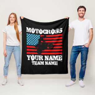 Add Name Team Name etc MOTOCROSS Rider USA Flag D Fleece Blanket