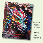 Add Name Text, 3D Rainbow Dragon Cracked Wall Jigsaw Puzzle<br><div class="desc">Add Name or Text,  3D Rainbow Dragon Design. See lots more great Dragon Gifts in the Store!</div>