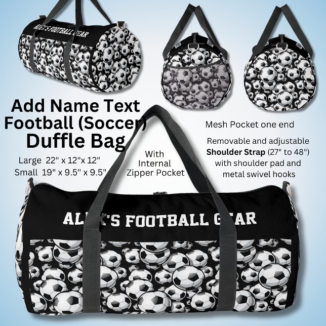 Add Name Text, Alex's Football (Soccer) Gear  Duffle Bag (Creator Uploaded)
