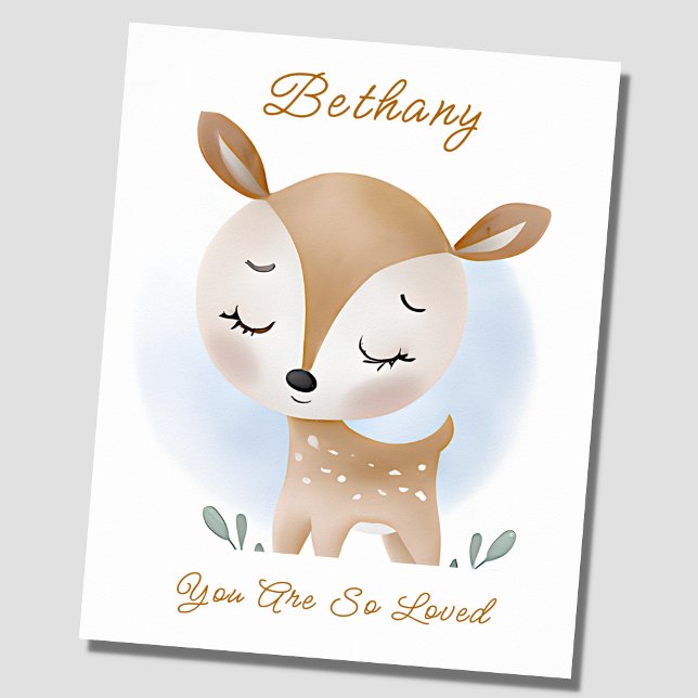 Add Name Text, Baby Deer Fawn Woodland Blue Sky    Poster (Creator Uploaded)