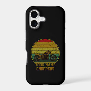 Add Name Text Chopper Motorcycle Retro Sunset