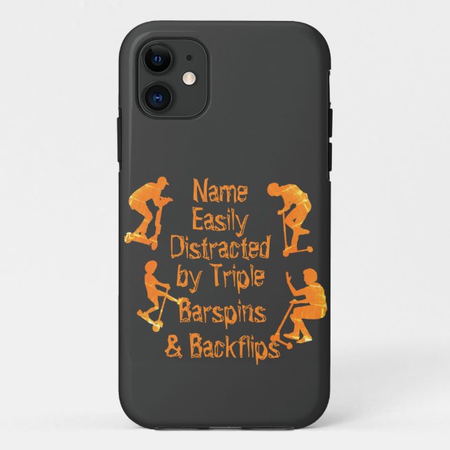 Add Name Text Easily Distracted by Stunt Scooter  Case-Mate iPhone Case (Back)