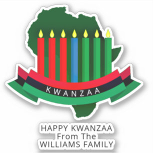 Add Name Text Happy Kwanzaa Africa Candle Kiss Cut