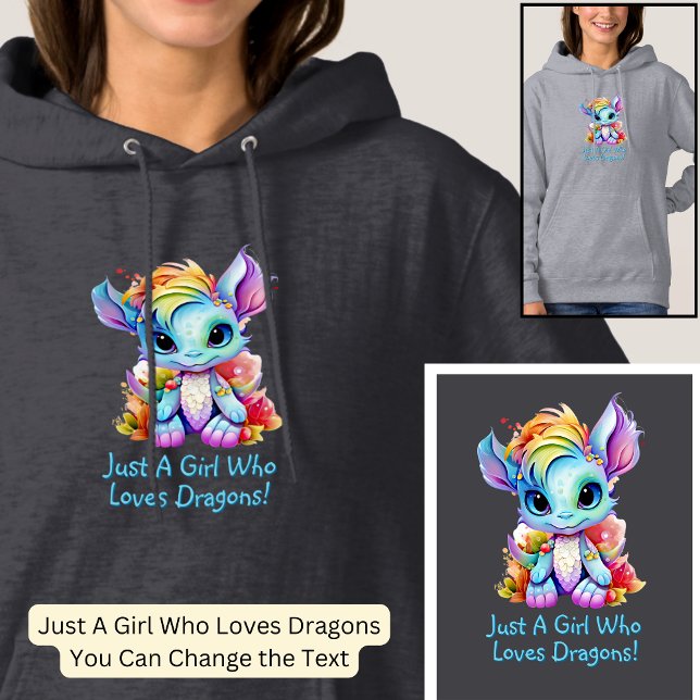 Add Name Text - Just a Girl Who Loves Dragons!    Hoodie (Creator Uploaded)