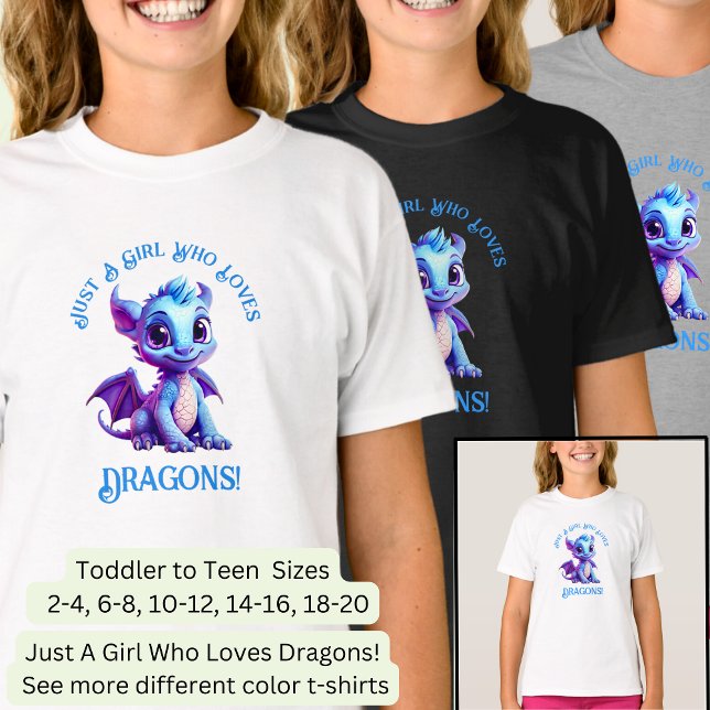 Add Name Text - Just a Girl Who Loves Dragons!    T-Shirt (Creator Uploaded)