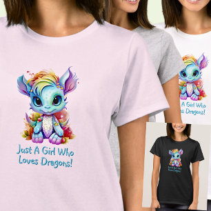 Add Name Text - Just a Girl Who Loves Dragons!    T-Shirt