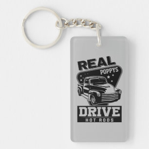 Add Name Text Real Grandfather Pop Drive Hot Rods Key Ring