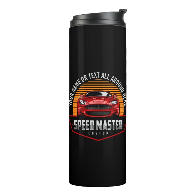 Add Name Text Red Custom SPEED MASTER  Thermal Tumbler (Rotated Left)