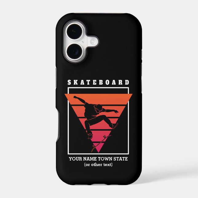 Add Name & Text Skateboard Geometric Triangle   Ca (Back)