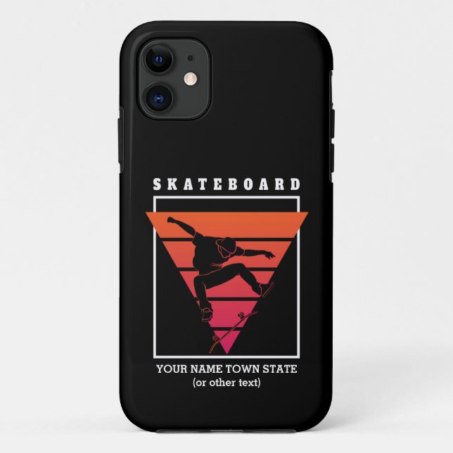 Add Name & Text Skateboard Geometric Triangle   Ca Case-Mate iPhone Case (Back)