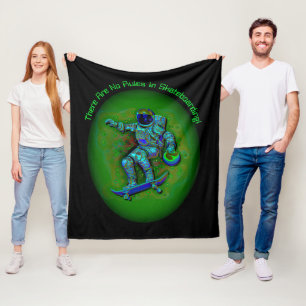 Add Name Text, Skateboarding Astronaut - No Rules Fleece Blanket