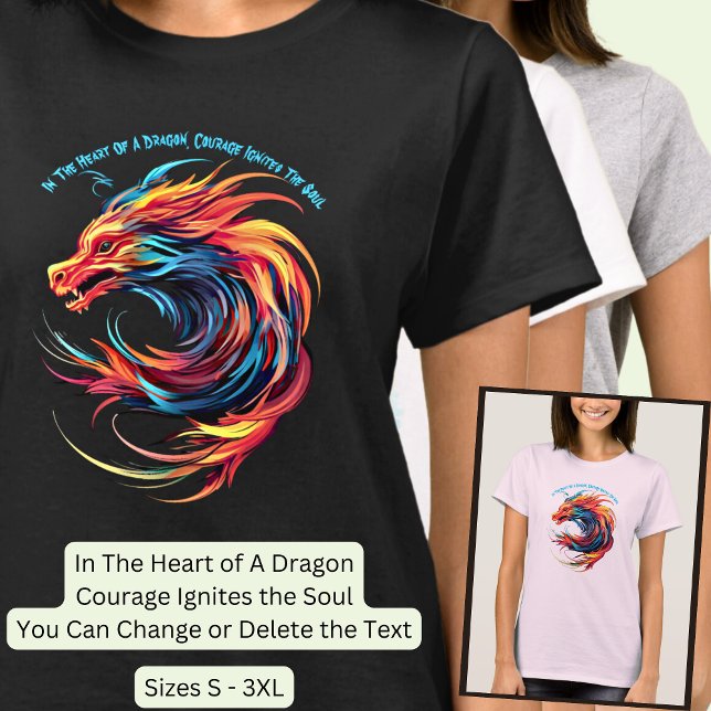 Add Name Text, Swirling Red Blue Dragon  T-Shirt (Creator Uploaded)