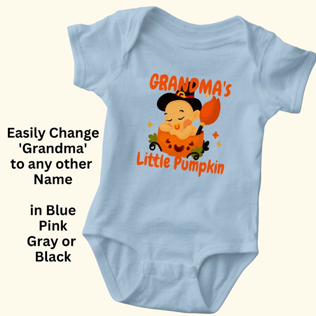 Add Name /Title Grandpa's Grandma's Little Pumpkin Baby Bodysuit (Creator Uploaded)