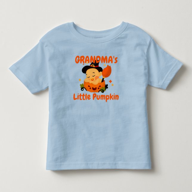 Add Name /Title Grandpa's Grandma's Little Pumpkin Toddler T-Shirt (Front)