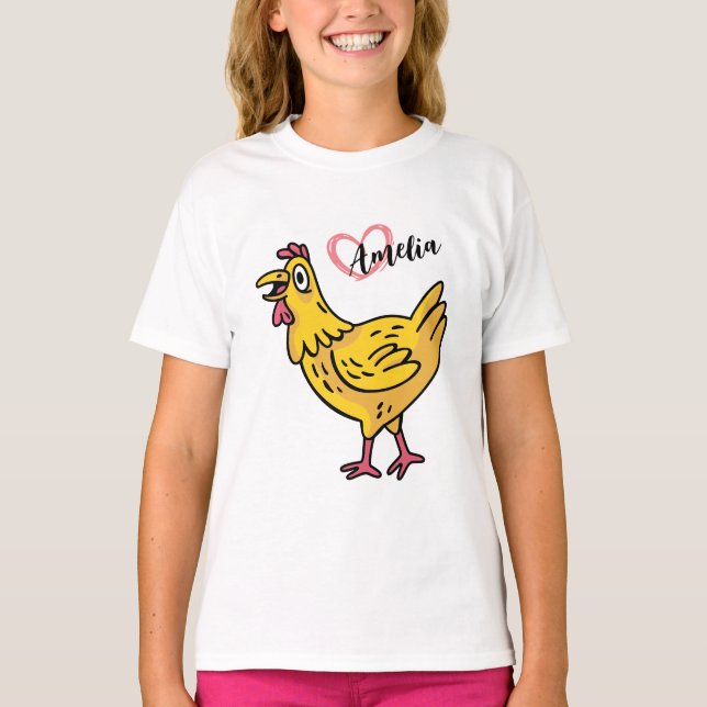 Add Name to chickens Birthday Gift, chikens Lovers T-Shirt (Front)