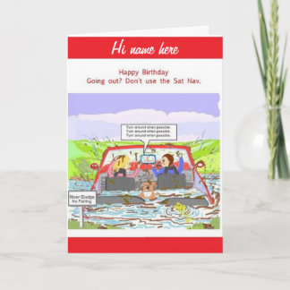 Add name to front, Birthday, Sat Nav joke Card